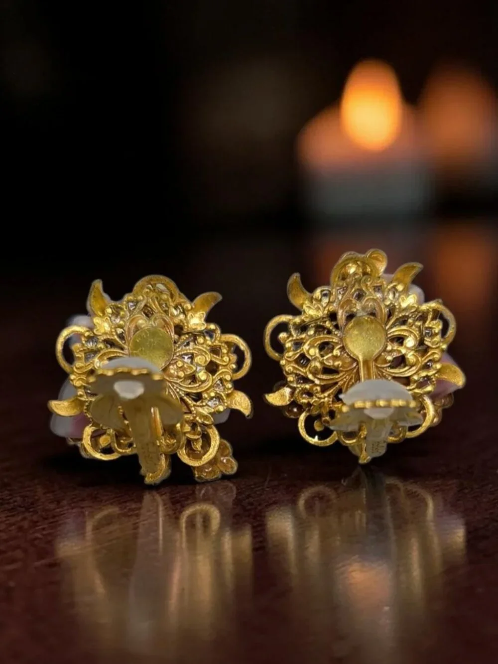 Vintage Signed Robert Pink Flower Cluster Clip-On Earrings Mid-Century 1950s - Picture 5 of 12